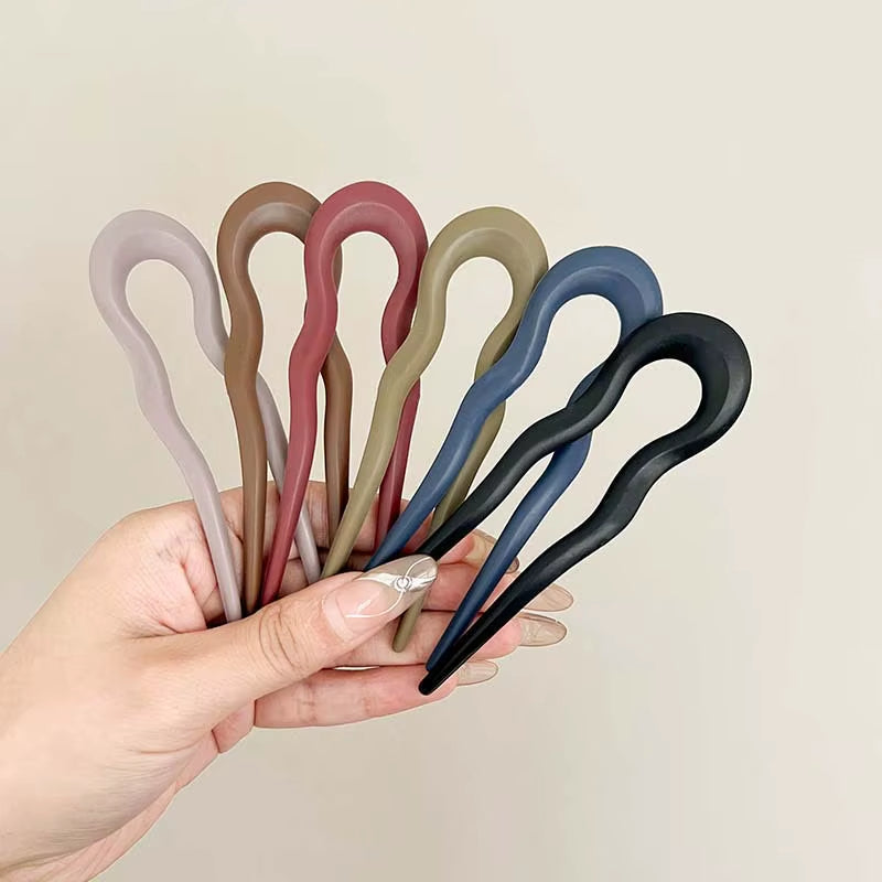U-Shaped Hair Fork Fashion Tortoiseshell Acetate Acrylic Hairpin Geometric Headwear Hair Sticks Women Girls Hair Accessories