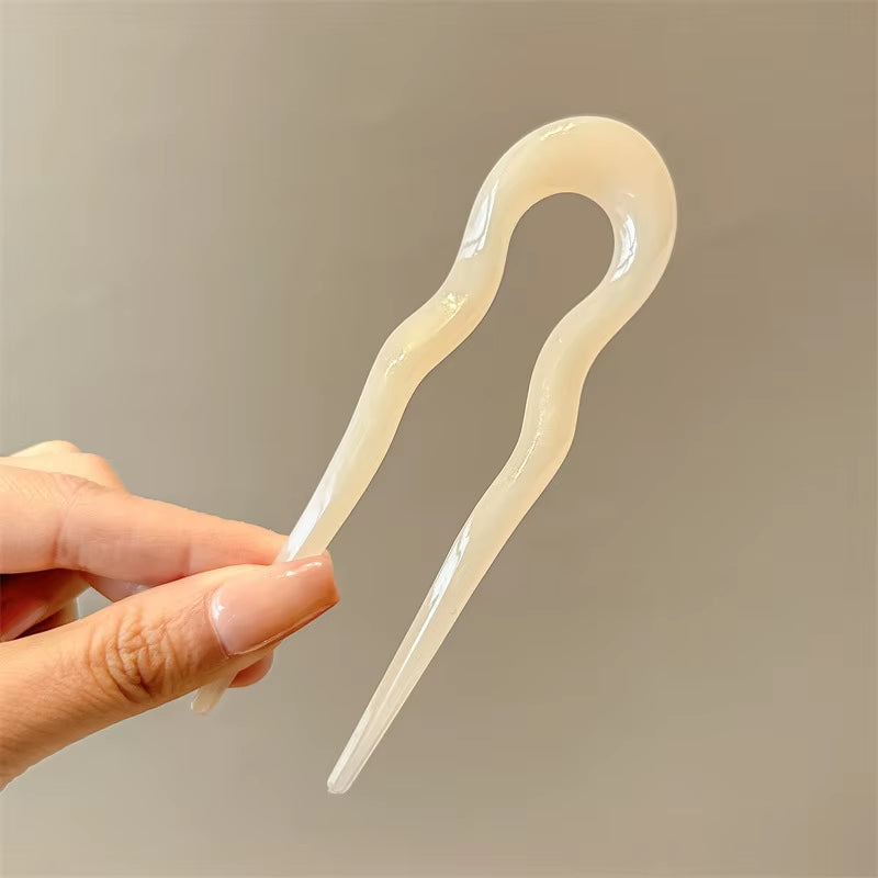 U-Shaped Hair Fork Fashion Tortoiseshell Acetate Acrylic Hairpin Geometric Headwear Hair Sticks Women Girls Hair Accessories