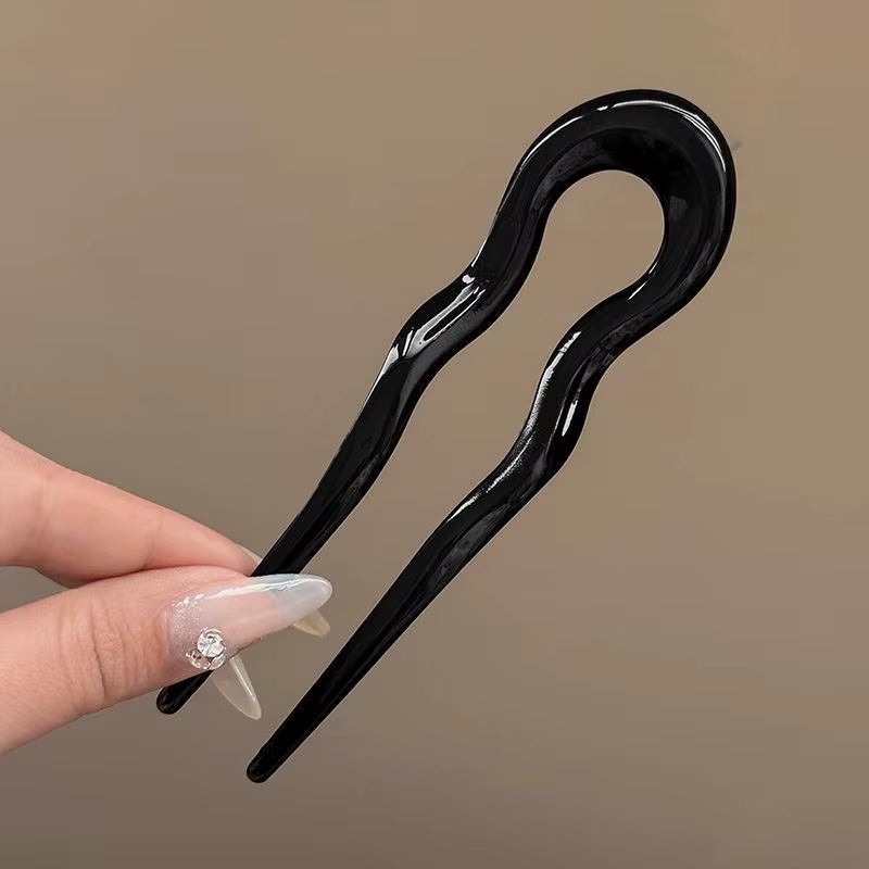 U-Shaped Hair Fork Fashion Tortoiseshell Acetate Acrylic Hairpin Geometric Headwear Hair Sticks Women Girls Hair Accessories