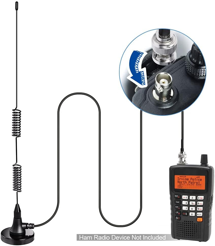 20-1300Mhz Police Scanner Antenna Magnetic Base HF VHF UHF Two Way Ham Radio BNC Male Antenna Compatible with Uniden Bearcat Whistler Radio Shack Police Scanner