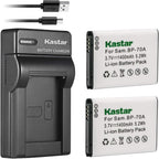 Battery (X2) & Slim USB Charger for Samsung BP-70A, BP70A, EA-BP70A and ES65 ES67 ES70 ES71 ES73 ES74 PL80 PL81 PL100 PL101 SL50 SL600 SL605 SL630 ST60 ST61 ST70 ST71 TL105 TL110 TL205