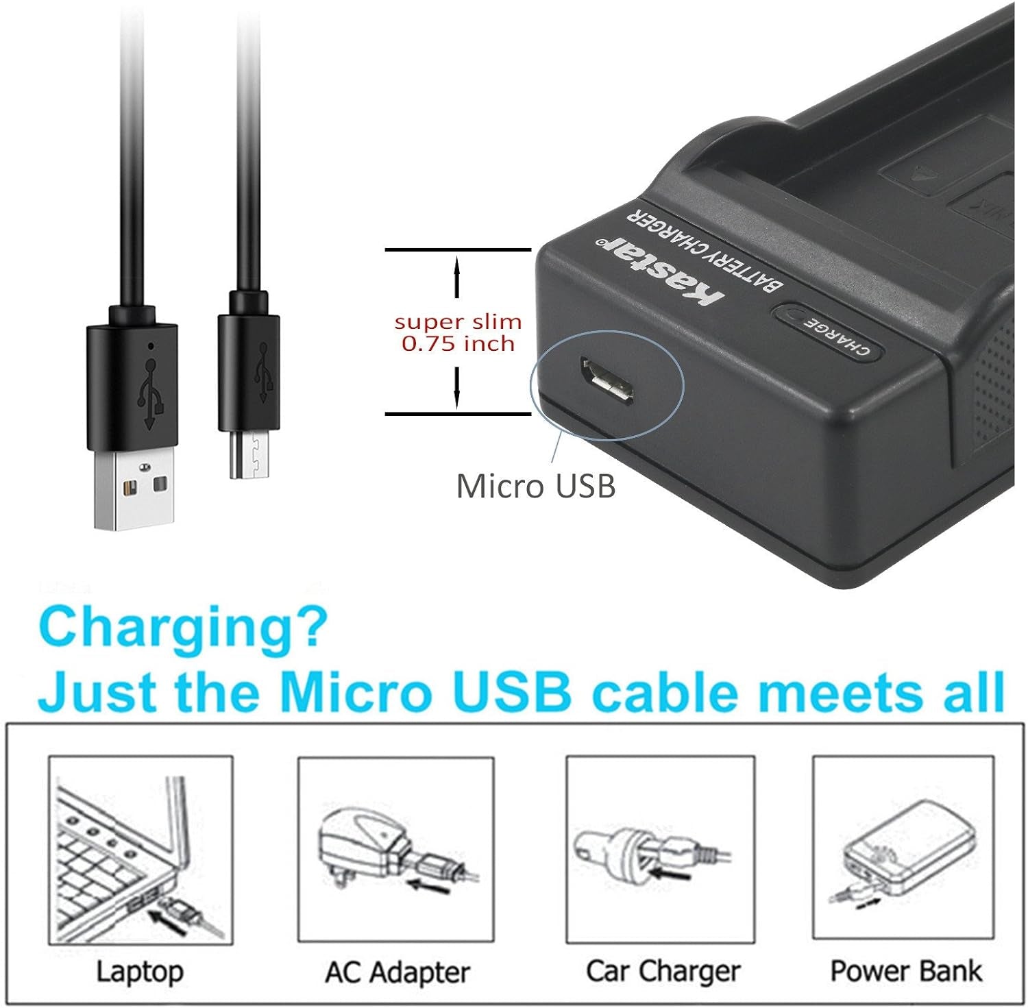 Battery (X2) & Slim USB Charger for Samsung BP-70A, BP70A, EA-BP70A and ES65 ES67 ES70 ES71 ES73 ES74 PL80 PL81 PL100 PL101 SL50 SL600 SL605 SL630 ST60 ST61 ST70 ST71 TL105 TL110 TL205