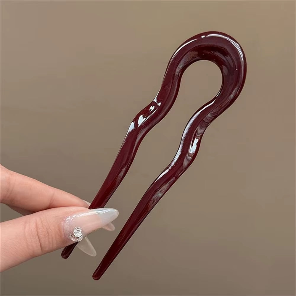 U-Shaped Hair Fork Fashion Tortoiseshell Acetate Acrylic Hairpin Geometric Headwear Hair Sticks Women Girls Hair Accessories