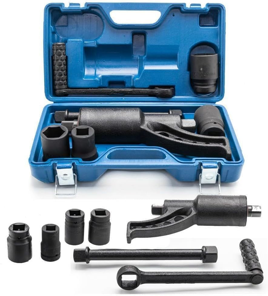 Heavy Duty Torque Multiplier Wrench Set - 1:64 Torque Wrench Set 11PCS Labor Saving Torque Multiplier Wrench Lug Nut Remover Lug Nut Wrench Set 1'' Drive 4800 NM with 8PCS CR-V Sockets Set (24-38MM)
